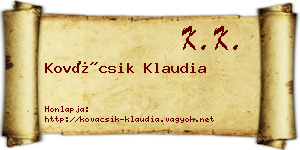 Kovácsik Klaudia névjegykártya