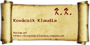 Kovácsik Klaudia névjegykártya